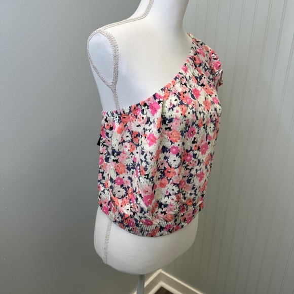 Universal Thread floral print one shoulder puff sleeve cropped top size XXL - Picture 3 of 10